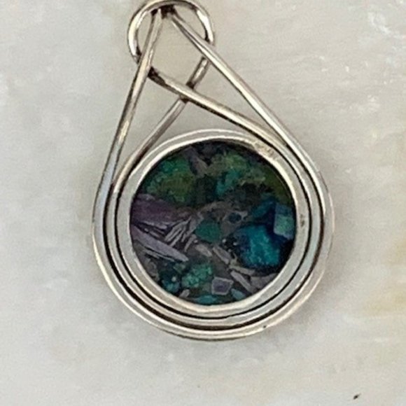 Handmade Purple Turquoise Silver Pendant - Picture 3 of 3